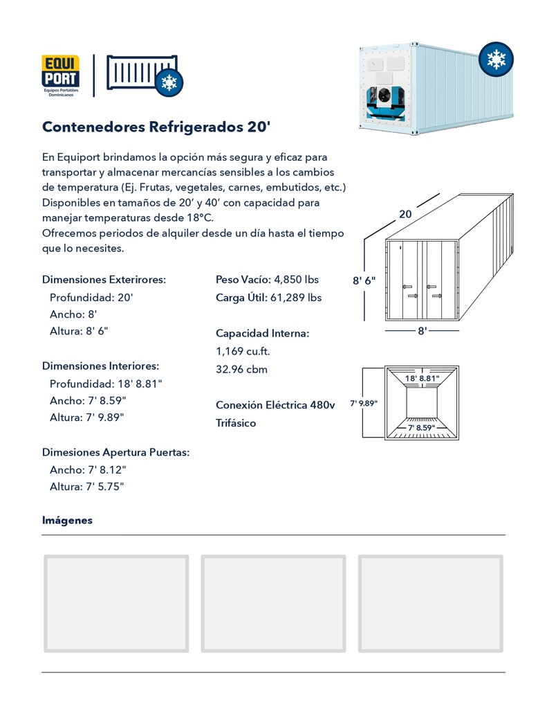 ALQUILER DE CONTENEDORES REFRIGERADOS DE 20'