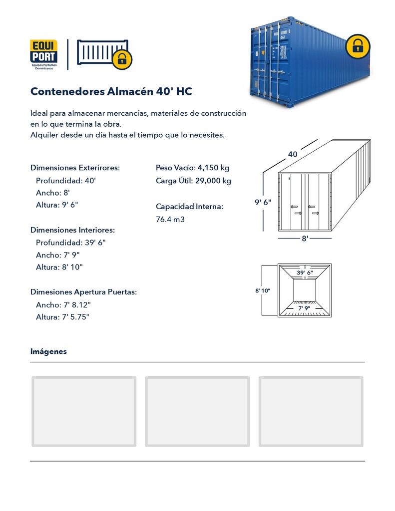 ALQUILER DE CONTENEDORES ALMACÉN DE 40' HC