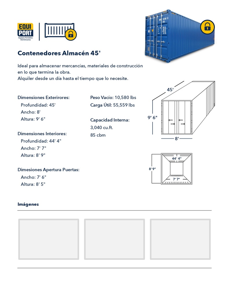 ALQUILER DE CONTENEDORES ALMACÉN DE 45'